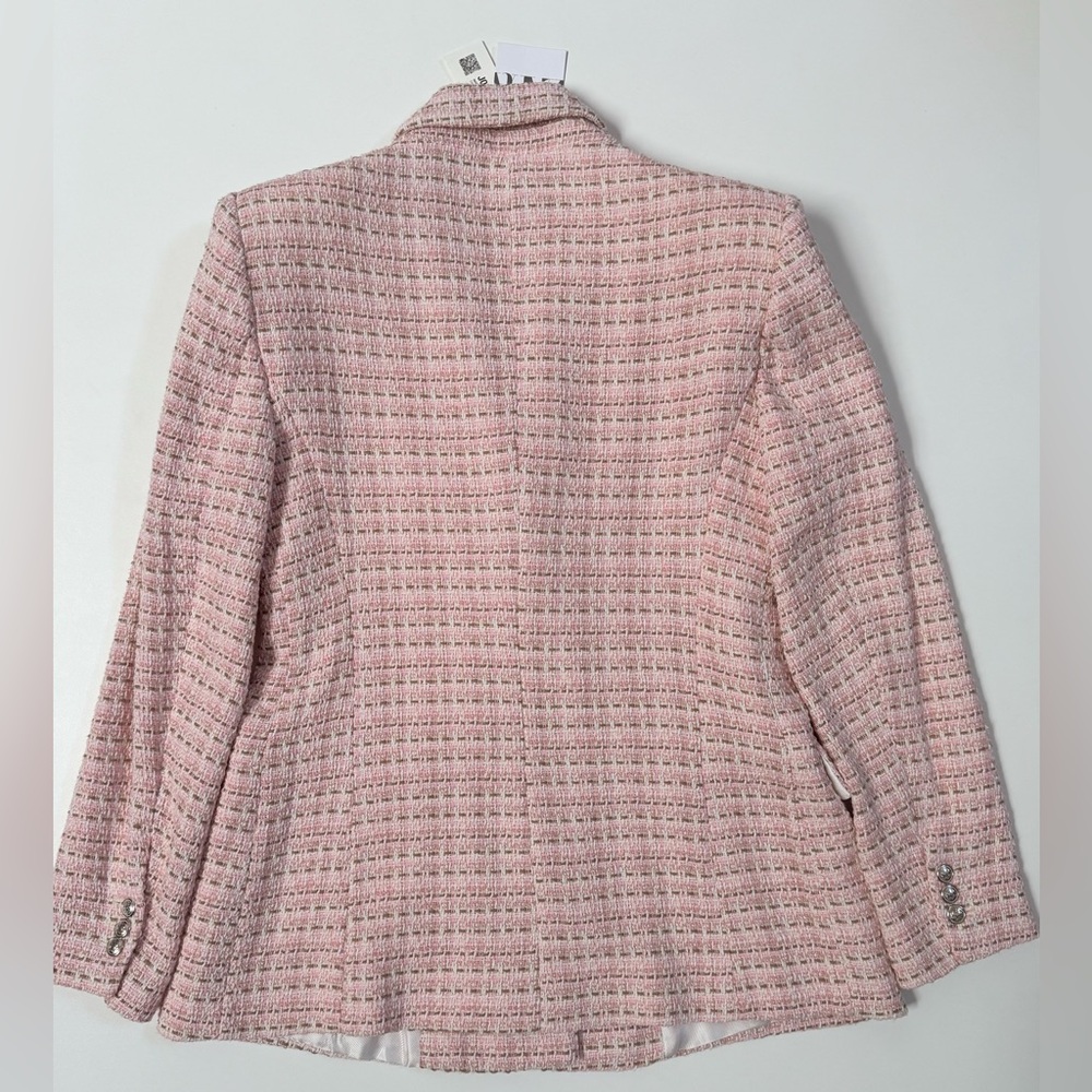 Zara Blush Pink Tweed Blazer Sz L (NWT) - $39 - Picture 6 of 11